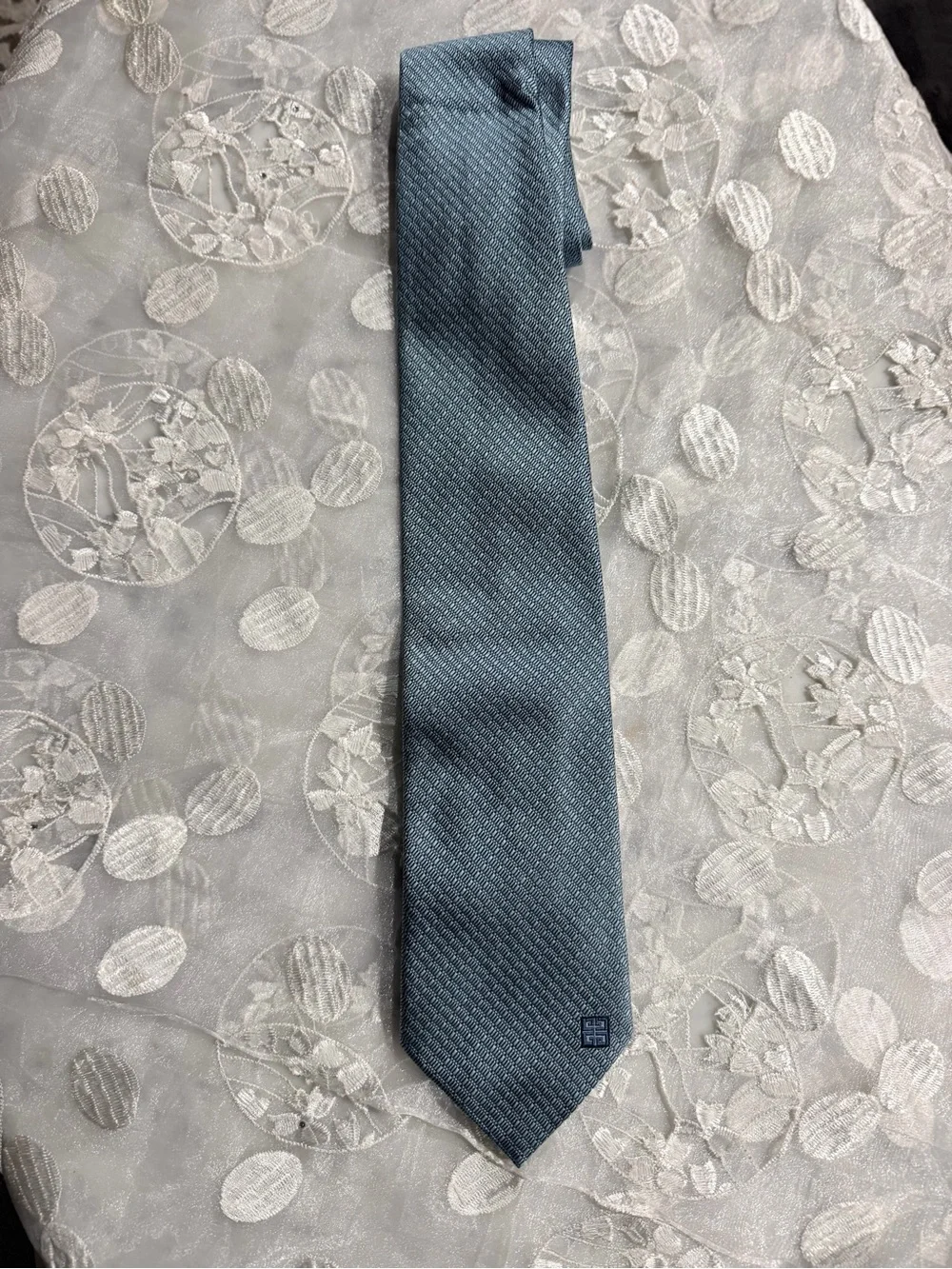 Givenchy Blue-Green Microdot Silk Tie
